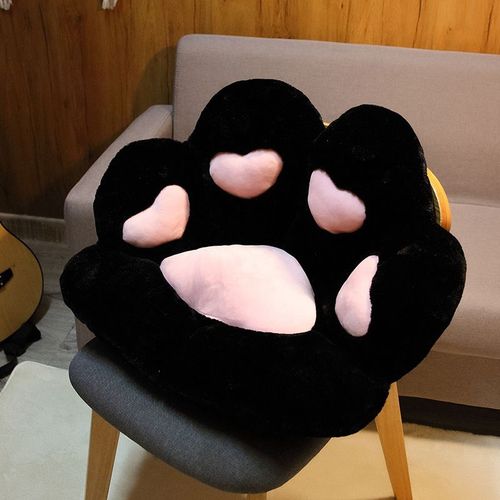 Coussin de patte de chat doux et mignon, coussin de canap tout-en-un paresseux, tapis de sol de chambre  coucher, coussin de chaise en peluche de patte d'ours mignon Noir-Petit 70*60cm