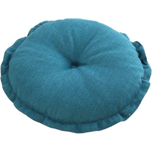 Coussin de sol rond et doux style bohme  volants, coussin de chaise en coton et lin imprim, idal pour la mditation, le yoga, le salon ou le balcon (bleu, 66 x 66 x 15 cm)