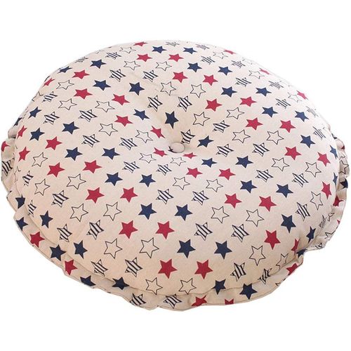 Coussin de sol rond et doux style bohme  volants, coussin de chaise en coton et lin imprim, idal pour la mditation, le yoga, le salon ou le balcon (toile rouge et bleue, 40,6 x 40,6 x 10,2 cm).