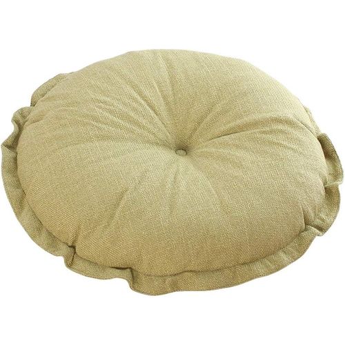 Coussin de sol rond et doux style bohme  volants, coussin de chaise en coton et lin imprim, idal pour la mditation, le yoga, le salon ou le balcon (jaune clair, 45,7 x 45,7 x 12,7 cm).