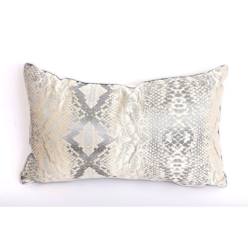 Coussin Design Effet Python Joha - L. 30 X L. 50 Cm - Blanc