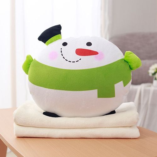 Coussin En Peluche De La Srie Cartoon Christmas, Chauffe-Mains D'hiver, Couverture 3 En 1, Cadeau De Nol Couverture 3 En 1 Bonhomme De Neige 1 X 1,6 M (0,7 Kg)