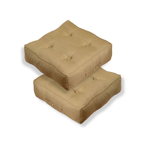 Coussins De Sol Effet Lin 40 X 40 X 12 Cm Lot De 2 - Beige