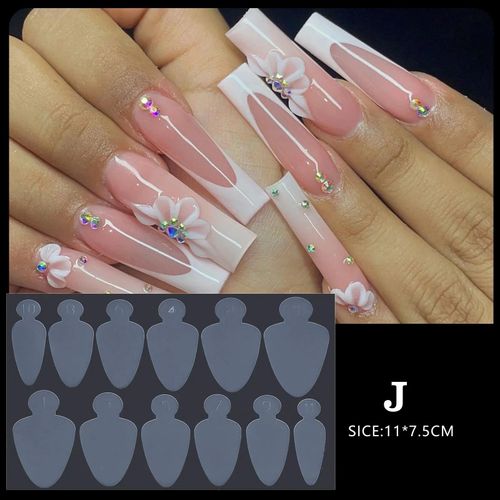 Coussretours En Silicone En Forme De Cristal Pour Les Touristes,Formes Franaises,Guides De Ligne Rapides,Systme De Duo De Moule  Ongles Pour Gel  Ongles Xr,Ensemble De Type - Type 12pcs #C