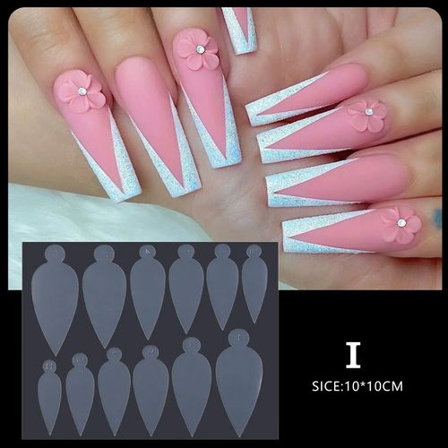 Coussretours En Silicone En Forme De Cristal Pour Les Touristes,Formes Franaises,Guides De Ligne Rapides,Systme De Duo De Moule  Ongles Pour Gel  Ongles Xr,Ensemble De Type - Type 12pcs #H