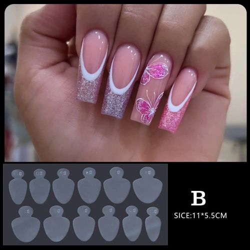 Coussretours En Silicone En Forme De Cristal Pour Les Touristes,Formes Franaises,Guides De Ligne Rapides,Systme De Duo De Moule  Ongles Pour Gel  Ongles Xr,Ensemble De Type - Type 12pcs #I