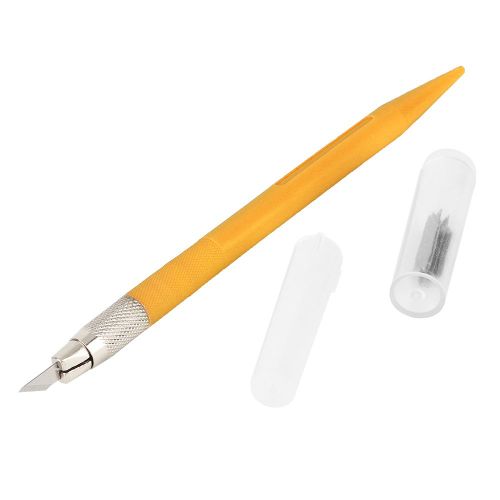 Couteau A Graver Pour Tampons En Caoutchouc, Stylo A Graver, Coupe-Papier, Outils Manuels Avec 10 Lames (Jaune)