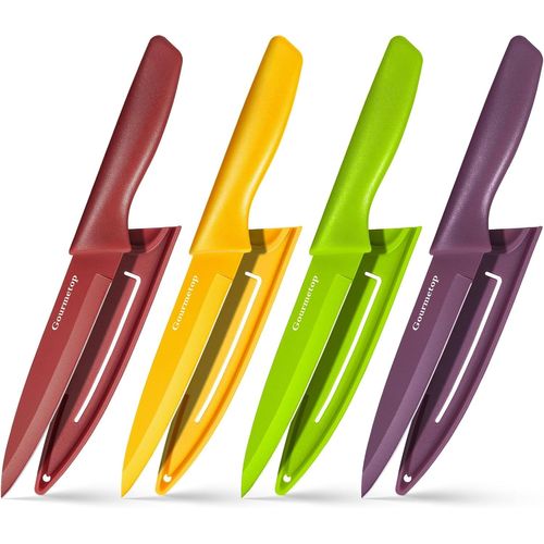 Couteau D'office Avec Couverture, Ensemble De 4 Couteaux D'office 11,5 Cm, Ensemble De Couteaux En Acier Inoxydable Premium, Petits Couteaux De Cuisine Pour Fruits Et Lgumes, Poignes Ergon