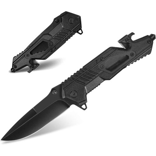 Couteau De Poche Pliant 7 En 1 Couteaux De Survie Avec Marteau De Fuite Coupe-Corde | Ouvrir D'une Seule Main Couteau Chasse En Acier Inoxydable