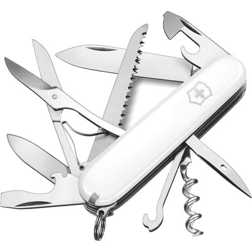 Couteau De Poche Suisse, Lger, Multitool, 15 Fonctions, Grand Lame, Tire Bouchon, Ouvre Boite, Blanc