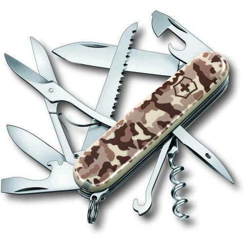 Couteau De Poche Suisse, Lger, Multitool, 15 Fonctions, Grand Lame, Tire Bouchon, Ouvre Boite, Desert Camouflage