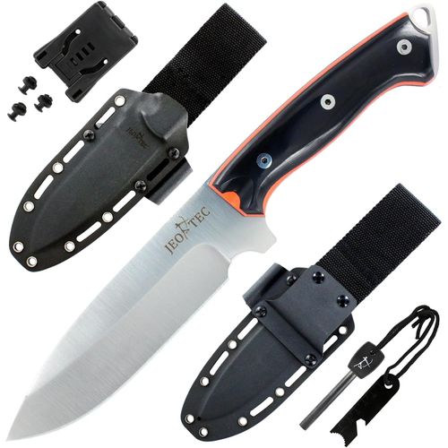 Couteau De Survie Full Tang Pour Bushcraft Camping Randonne Chasse Outdoor, Pleine Soie  Lame Fixe 14,5 Cm Inox Mova-58, Gaine Avec Allume-Feu, Fabriqu En Espagne