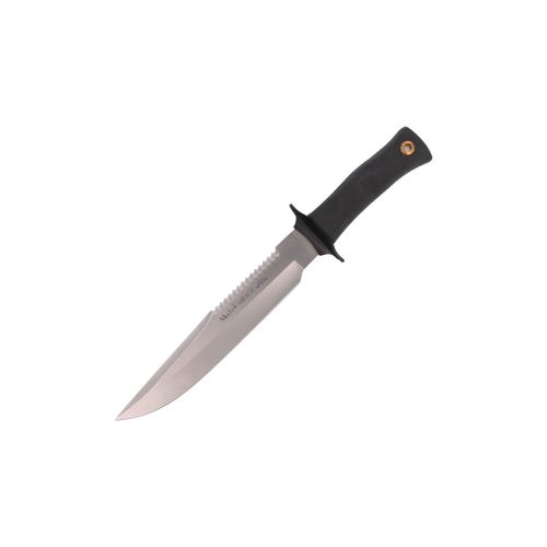 Couteau Muela Mirage Mirage-23 Avec Le Poing En Caoutchouc Noir, Vu Sur Sa Feuille De Dos De 23 Cm + Carte Cadeau Polyvalent