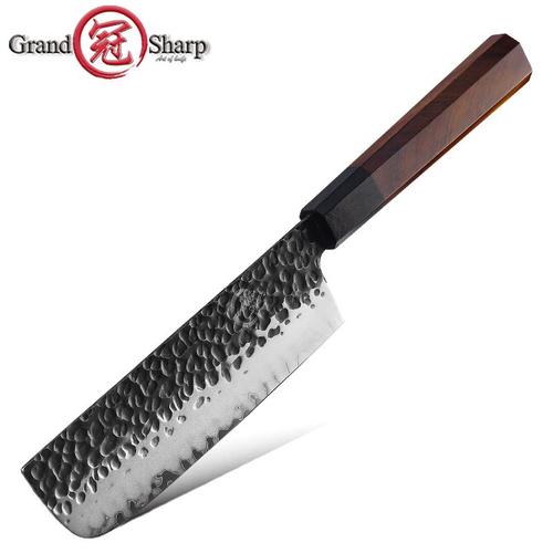 Couteau Nakiri - Couteaux De Chef Japonais Professionnels 3 Couches Aus-10 En Acier, Couperet  Viande En Acier, Pour Le Saumon, Fileter Le Poisson, Santoku, Outils, Cadeau Grandsharp