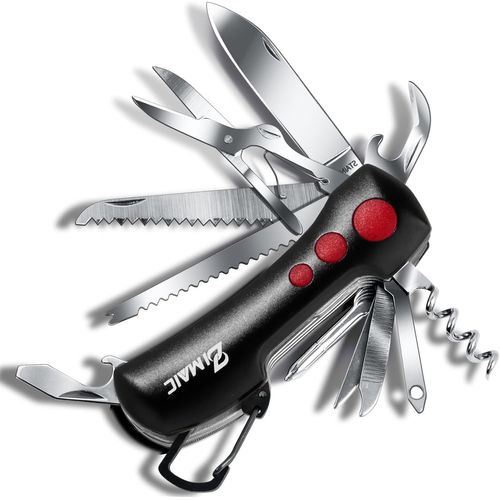 Couteau Suisse, Couteau Multifonction 15 En 1, Swiss Couteau Avec Tournevis, Ciseaux, Couteau Pliant, Tire-Bouchon, Scie