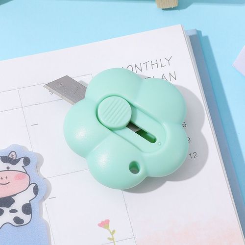 Couteau Utilitaire Kawaii Mini Couteau De Poche Patte De Chat Bote Express Ouvre-Enveloppe Coupe-Papier Lame Rechargeable Papeterie Corenne - Type Green Flower