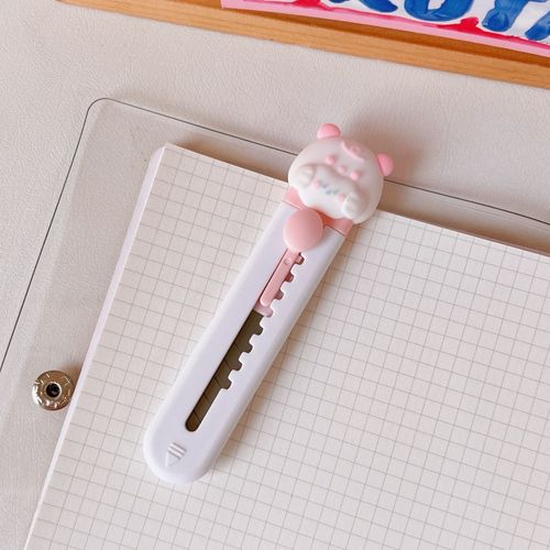 Couteau Utilitaire Mignon Lapin Ours,Mini Ouvre-Bote Portable Kawaii Couteau De Poche Coupe-Papier Ouvre-Enveloppe Fournitures Scolaires Et De Bureau - Type Pink Cat