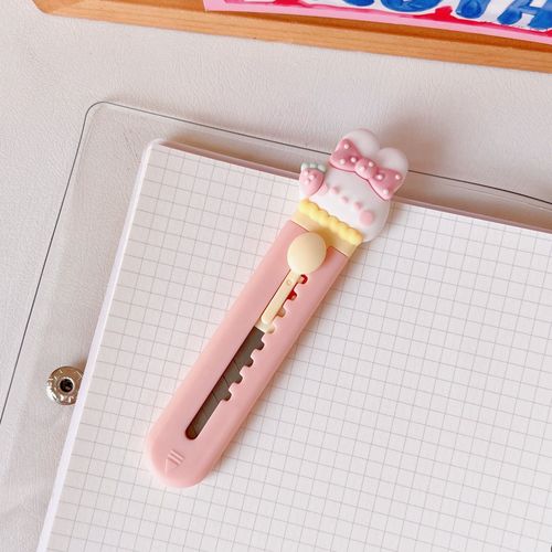 Couteau Utilitaire Mignon Lapin Ours,Mini Ouvre-Bote Portable Kawaii Couteau De Poche Coupe-Papier Ouvre-Enveloppe Fournitures Scolaires Et De Bureau - Type Pink Rabbit
