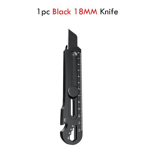 Couteau Utilitaire Multifonction En Acier Inoxydable,Porte-Couteau  Papier Peint,Couteau De Coupe Robuste Durable,Noir Et Argent,6 En 1,18mm,25mm - Type 1pcs Black 18mm