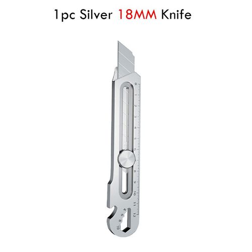 Couteau Utilitaire Multifonction En Acier Inoxydable,Porte-Couteau  Papier Peint,Couteau De Coupe Robuste Durable,Noir Et Argent,6 En 1,18mm,25mm - Type 1pcs Silver 18mm