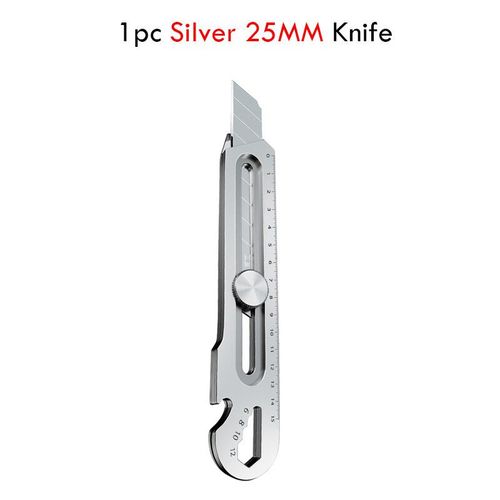 Couteau Utilitaire Multifonction En Acier Inoxydable,Porte-Couteau  Papier Peint,Couteau De Coupe Robuste Durable,Noir Et Argent,6 En 1,18mm,25mm - Type 1pcs Silver 25mm
