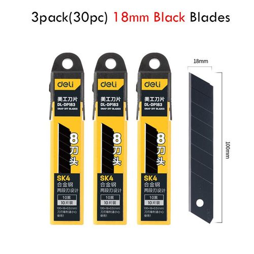 Couteau Utilitaire Multifonction En Acier Inoxydable,Porte-Couteau  Papier Peint,Couteau De Coupe Robuste Durable,Noir Et Argent,6 En 1,18mm,25mm - Type 30black Blades(18mm)