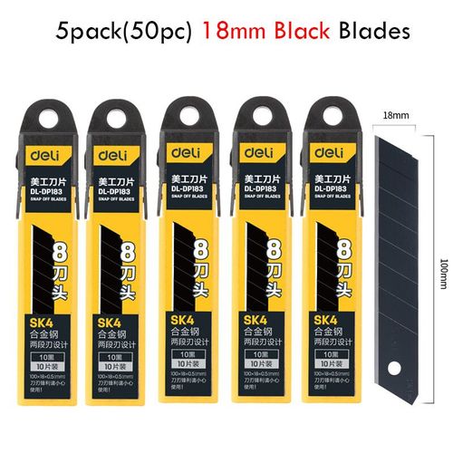 Couteau Utilitaire Multifonction En Acier Inoxydable,Porte-Couteau  Papier Peint,Couteau De Coupe Robuste Durable,Noir Et Argent,6 En 1,18mm,25mm - Type 50black Blades(18mm)