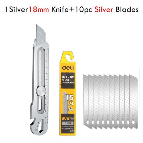 Couteau Utilitaire Multifonction En Acier Inoxydable,Porte-Couteau  Papier Peint,Couteau De Coupe Robuste Durable,Noir Et Argent,6 En 1,18mm,25mm - Type Silve18mm Knife Set1