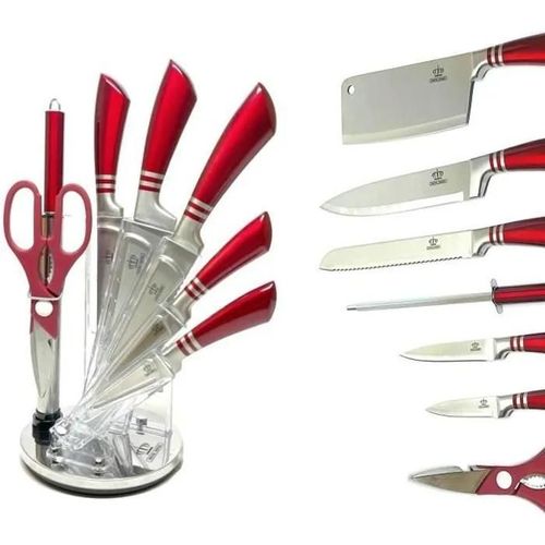 Couteaux De Cuisine Avec Support Couteau - Ensemble De Couteaux De Cuisine - Inox 8 Pices - Avec Aiguiseur, Ciseau Inclut