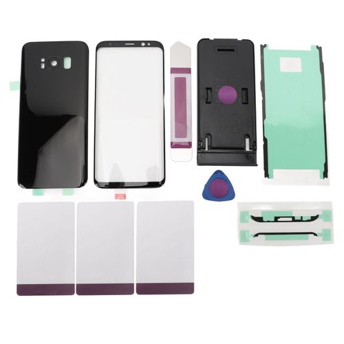 Couvercle ArrièRe En Verre Pour Galaxy S8, Porte Noire, Objectif D'appareil Photo Pré-Installé, AdhéSif éTanche Avec Outils De RéParation, éCran D'objectif ExtéRieur Avant En Verre Pour Galaxy S8
