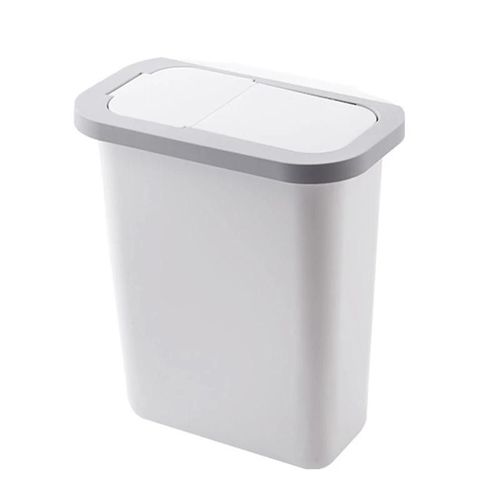 Couvercle De Pousse Suspendu Poubelle En Plastique Seau De Rangement Divers Avec Couvercle Pour Fournitures D'vier De Cuisine Blanc Gris-Sans Tiroir
