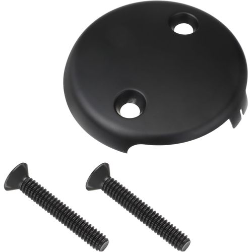 Couvercle De Trop-Plein Noir De 8,9 Cm  Deux Trous Avec Deux Vis Assorties En Acier Inoxydable Pour Baignoire,La Plupart Des Canalisations De Baignoire Standard