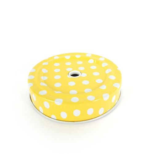 Couvercle Jaune  Pois Blanc Perc