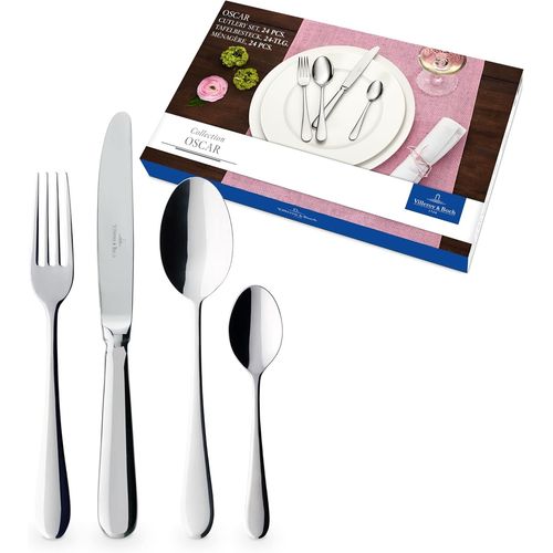 Couverts 24 Pices 6 Personnes, Garanti Lave-Vaisselle, Ensemble Couvert, Set De Couverts De Table, Acier Inoxydable