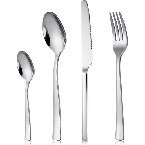 Couverts De Table, 24 Pices Couverts De Table Pour 6 Personnes, Couvert Inox, Set Couverts De Table, Couverts En Argent, Menagere, Service Couvert, Poli Miroir, Lave-Vaisselle