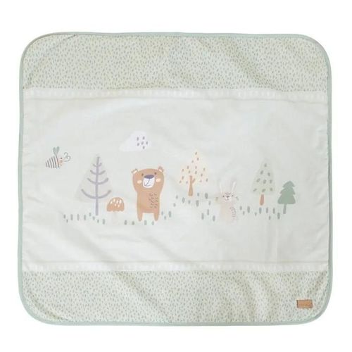 Couverture Bb Double Face Coton/Polaire - Roba - Woodland Buddies - Vert Pastel - Motif Animaux - 80x80 Cm