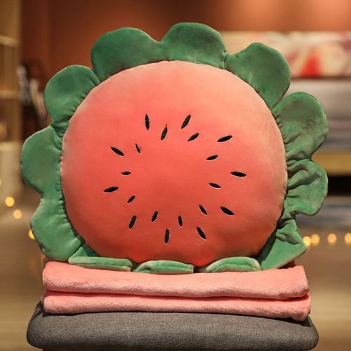 Couverture d'oreiller  double usage printemps et t, oreiller animal tournesol mignon, couverture de climatisation deux en un, petite couverture de bureau Couverture Pitaya (oreiller 50 cm, couverture 1,7 x 1 m)