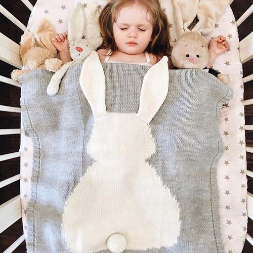 Couverture De B?b? ? Motif D'animaux Lapin Mignon, Poussette Tricot?e Douce Et Chaude, Serviette De Bain, Literie Pour Tout-Petit, Design L?ger