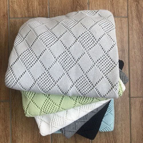 Couverture De Bb Super Douce, Couleur Unie, Tricote, Ajoure, Pour Poussette, Emmaillotage De Nouveau-N, En Coton, Style Nordique, Pour La Sieste