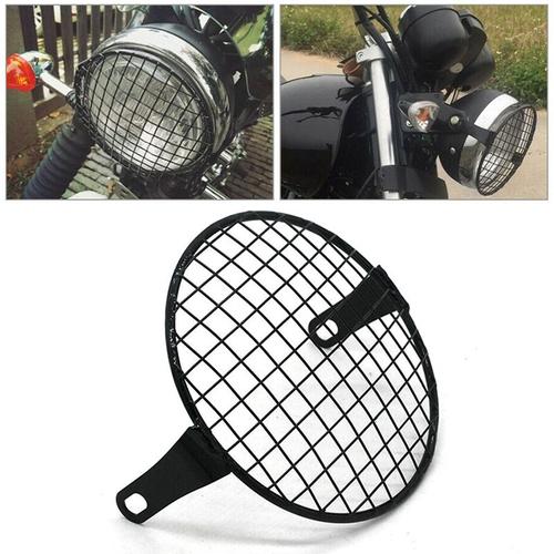 Couverture De Phare Avant De 17cm, Maille De Protection, Masque De Calandre Noir Universel Pour Moto