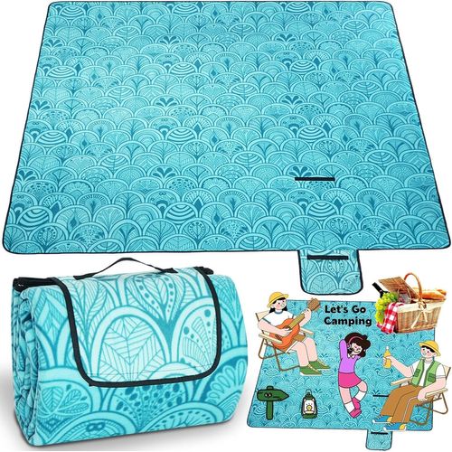 Couverture De Pique Nique Impermable 200x200 Cm  Tapis De Plage Lger (0,9kg) Avec Fond Aluminium Et Doudou Doux Pour Camping,Extrieur Rsistant  La Pluie