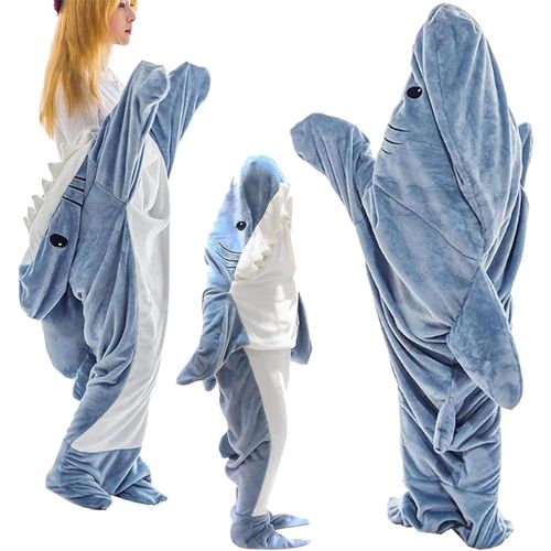 Couverture De Requin Couverture  Capuche, Confortable En Flanelle Sommeil De Requin Cadeaux Cosplay De Requin Couverture (L)