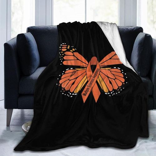 Couverture Douce En Flanelle Avec Motif Papillon De Sensibilisation  La Sclrose En Plaques, Couverture Douce Et Lgre Pour La Maison, Le Canap,