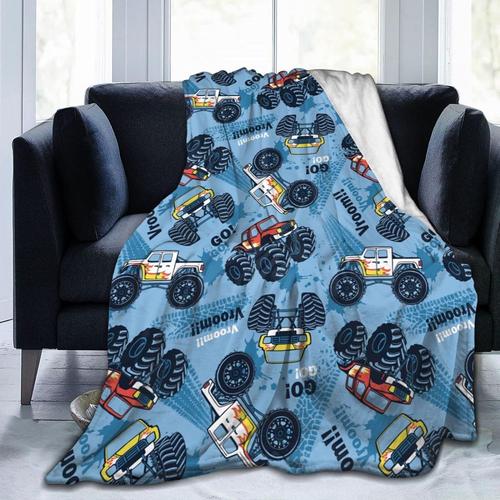 Couverture Douce Monster Truck Cars En Flanelle, Couverture Simple Ultra Douce Et Chaude, Antistatique, Lavable Pour Lit Et Canap