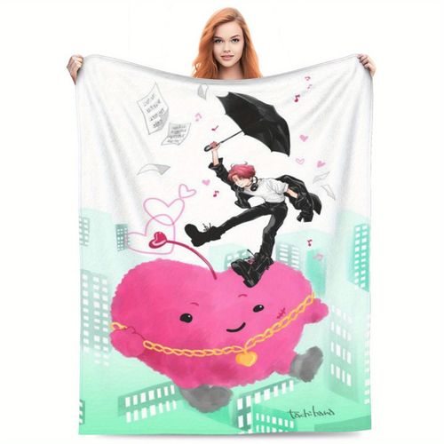 Couverture En Flanelle A L'effigie De Personnages D'anime K-Pop - Douce, Chaude Et Confortable En Toute Saison Pour La Maison, Le Bureau, La Voiture Et Le Camping - Cadeau Ideal Pour La
