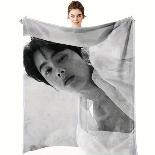 Couverture En Flanelle A Theme Printanier Cha Eun Woo - Douce, Polyvalente Et Rsistante Aux Taches Pour Canape, Lit Ou Voyage, Mlange De Polyester Lger Avec Motif Dessin Anime, Parfa
