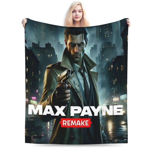 Couverture En Flanelle Imprimee Numrique Inspiree Du Remake De Max Payne, Douce, Confortable, Polyvalente, Style Glamour, En Tricot Polyester Avec Confort Toutes Saisons Pour Salon, Bu