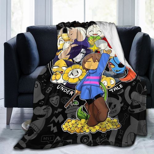 Couverture En Flanelle Sur Le Theme D'undertale - Douce, Chaude Et Light, Avec Des Personnages Vibrants, Motif Multicolore Pour Lit, Canape, Voyage Et Camping - Couverture Douillette T