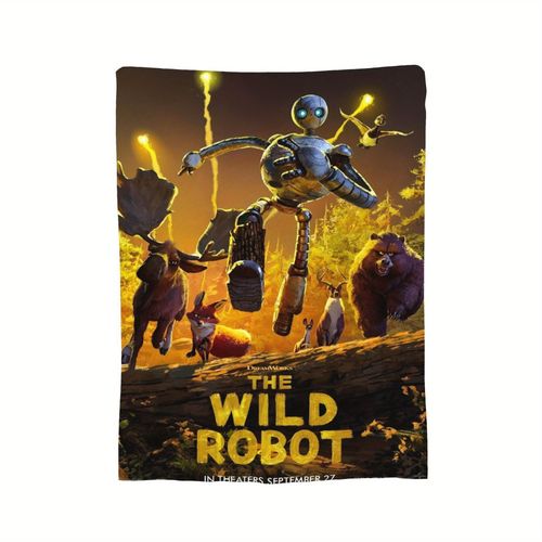 Couverture En Flanelle Wild Robot Anime - Design Ultra-Doux, Confortable Et Dynamique Avec Des Personnages Animes, Parfaite Pour Une Utilisation Intrieure Et Extrieure, Confort Toutes