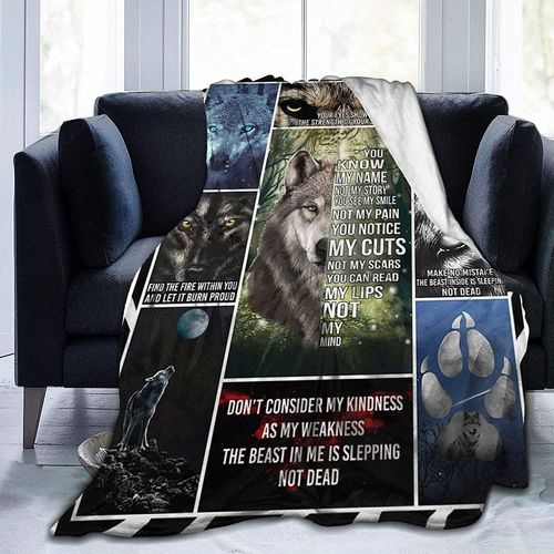 Couverture Leste En Flanelle - Wolf You Know My Name - Couverture Super Douce Pour La Peau - Confortable Et Chaude Pour Canap-Lit